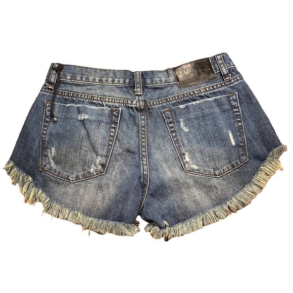 One x One Teaspoon x Free People Shorts Size 24 Fringe Distressed Short Shorts - Picture 10 of 14